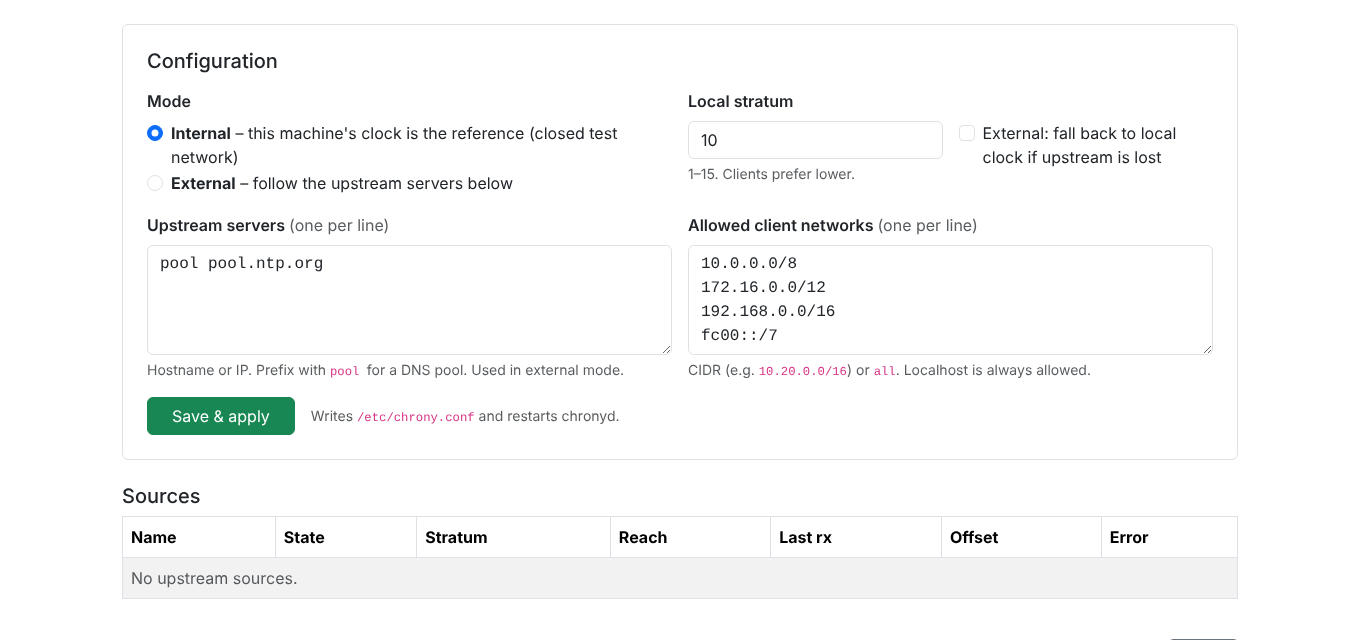 Screenshot. Configuration