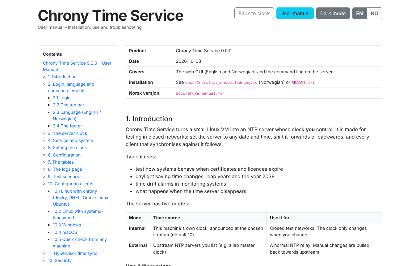 Screenshot. The user manual in the GUI