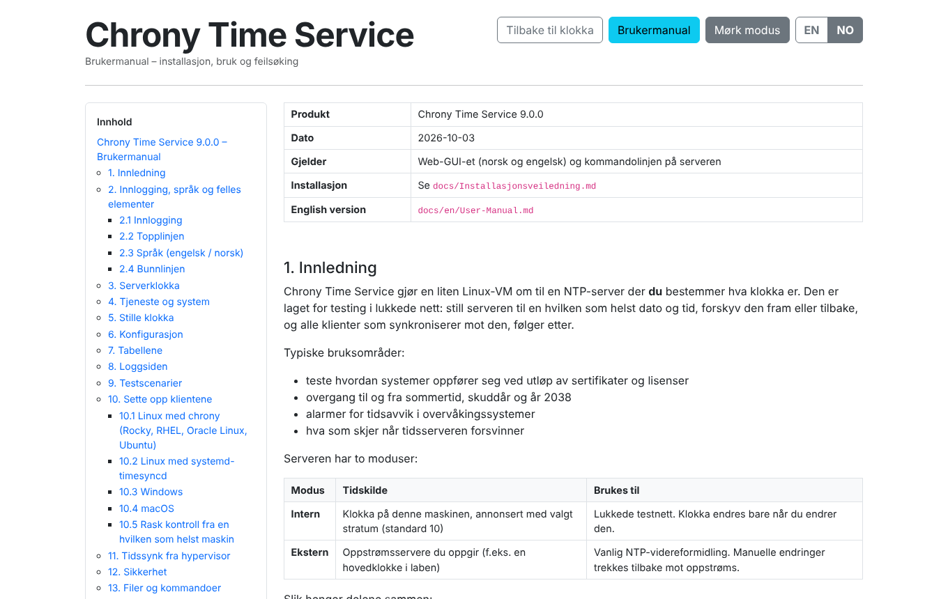 Skjermbilde. Brukermanualen i GUI-et