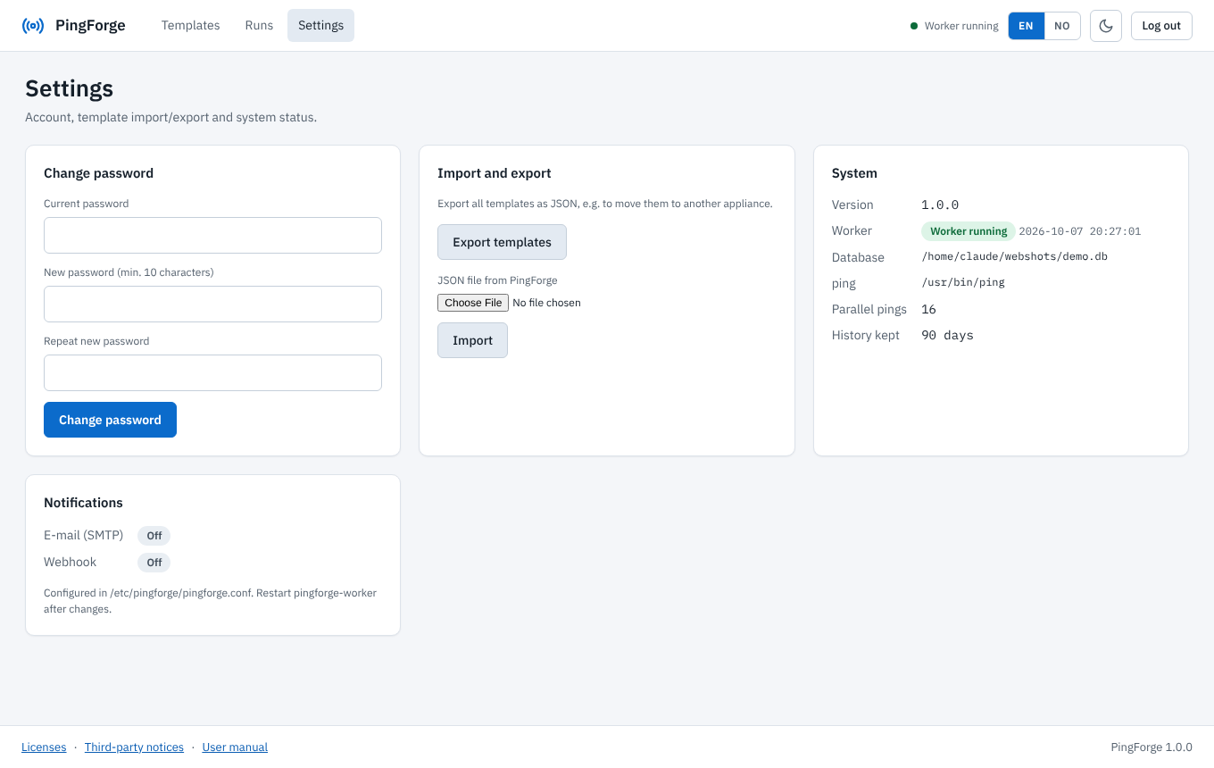 Screenshot. Settings