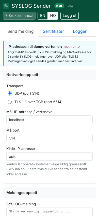 Skjermbilde. Sender: på mobil